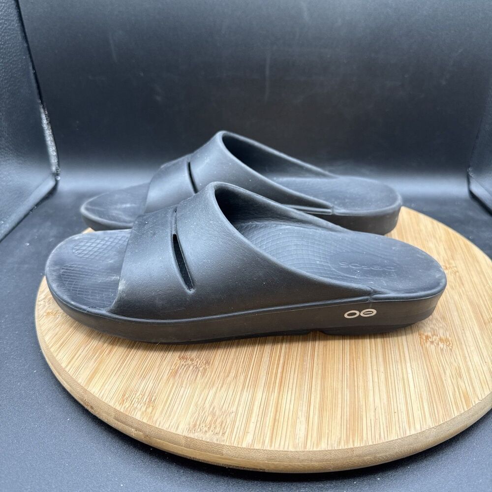 Oofos OOahh Slide Recovery Sandals Women's Size 7 Shoes Black Slip-Ons